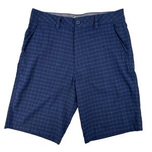 Hang Ten Mens Blue Checkered Shorts Size 32 Polyester Viscose Blend
